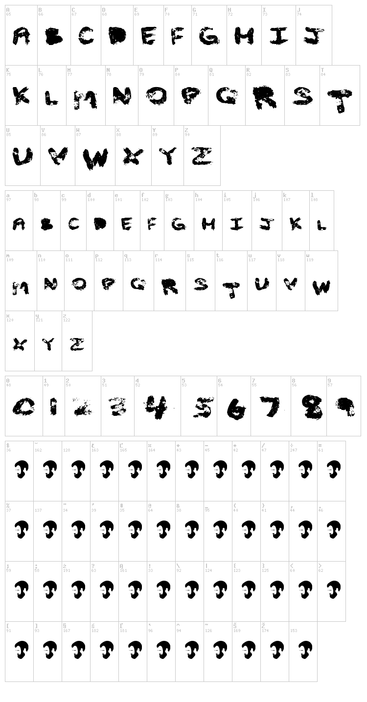 OPN Cleagh E font map